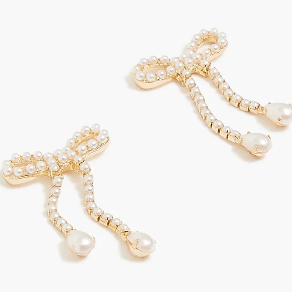 EUC J Crew Pearl Bow Earrings